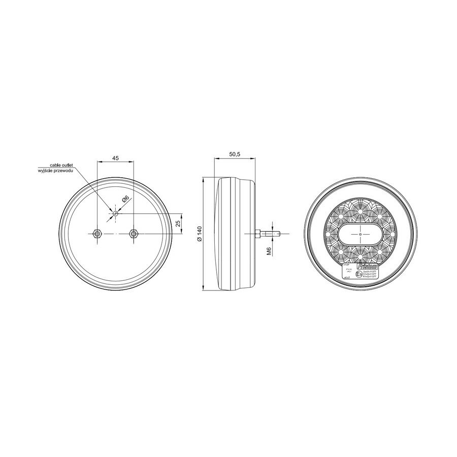 Fristom FT-110 Neon-look LED Achterlicht 3-Functies Kabel
