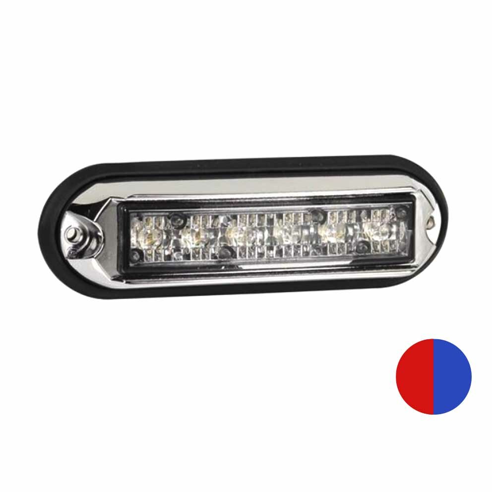Led Flitser met Chroom Behuizing Blauw + Rood Led Flitser met Chroom Behuizing Blauw + Rood