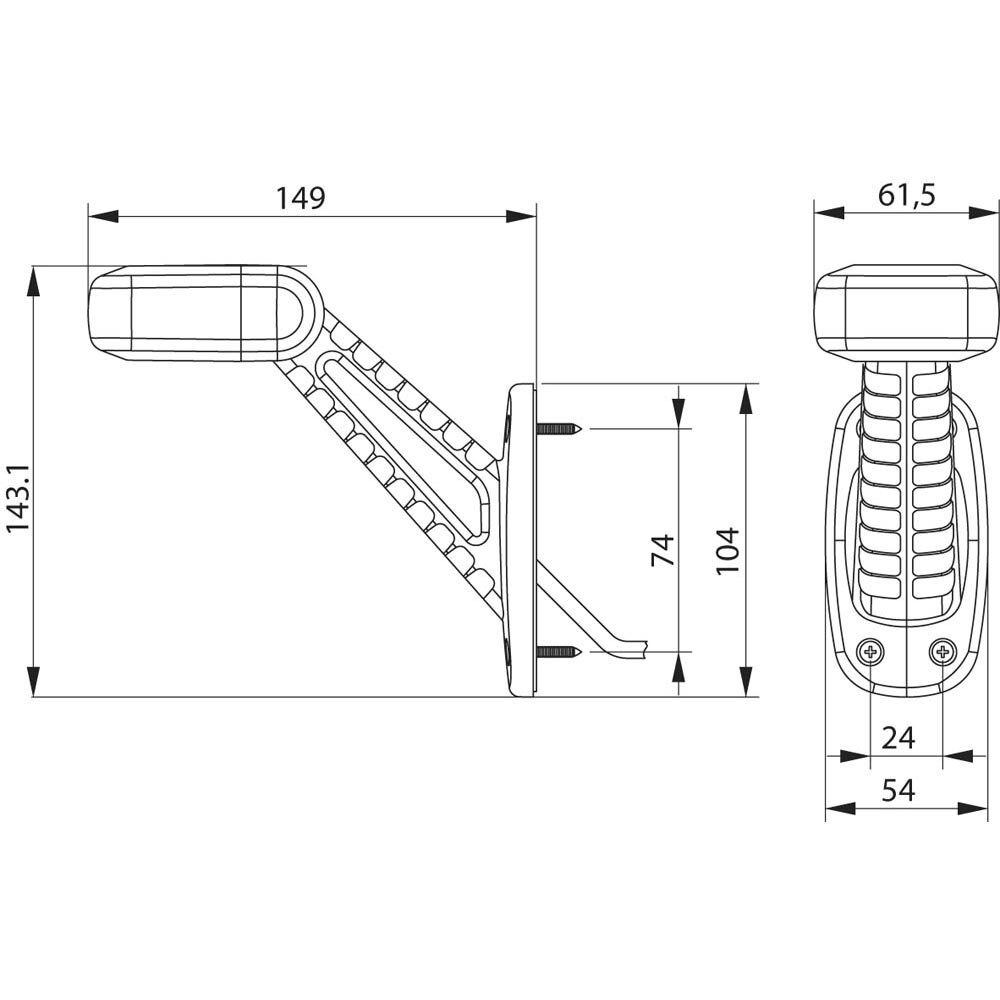 LED markeringslamp 3-functies kort