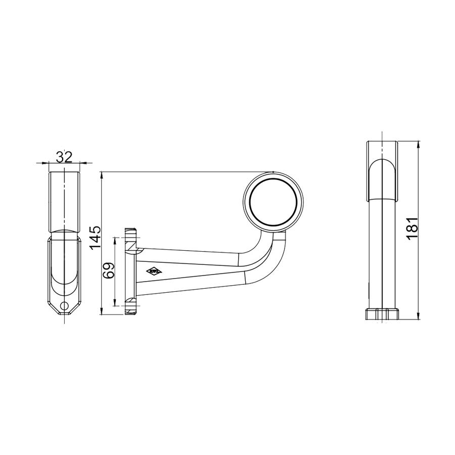 Horpol LED Breedtelamp 2-Functies Lang Gebogen Rechts