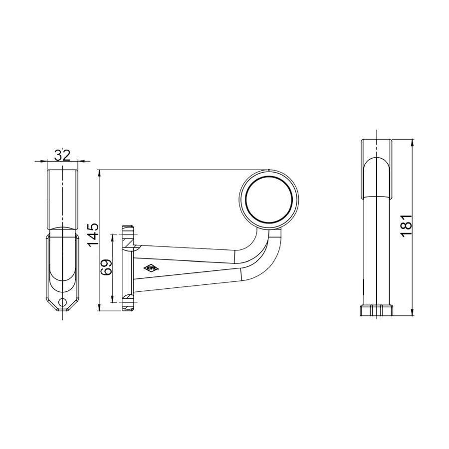Horpol LED Breedtelamp 2-Functies Lang Gebogen Links