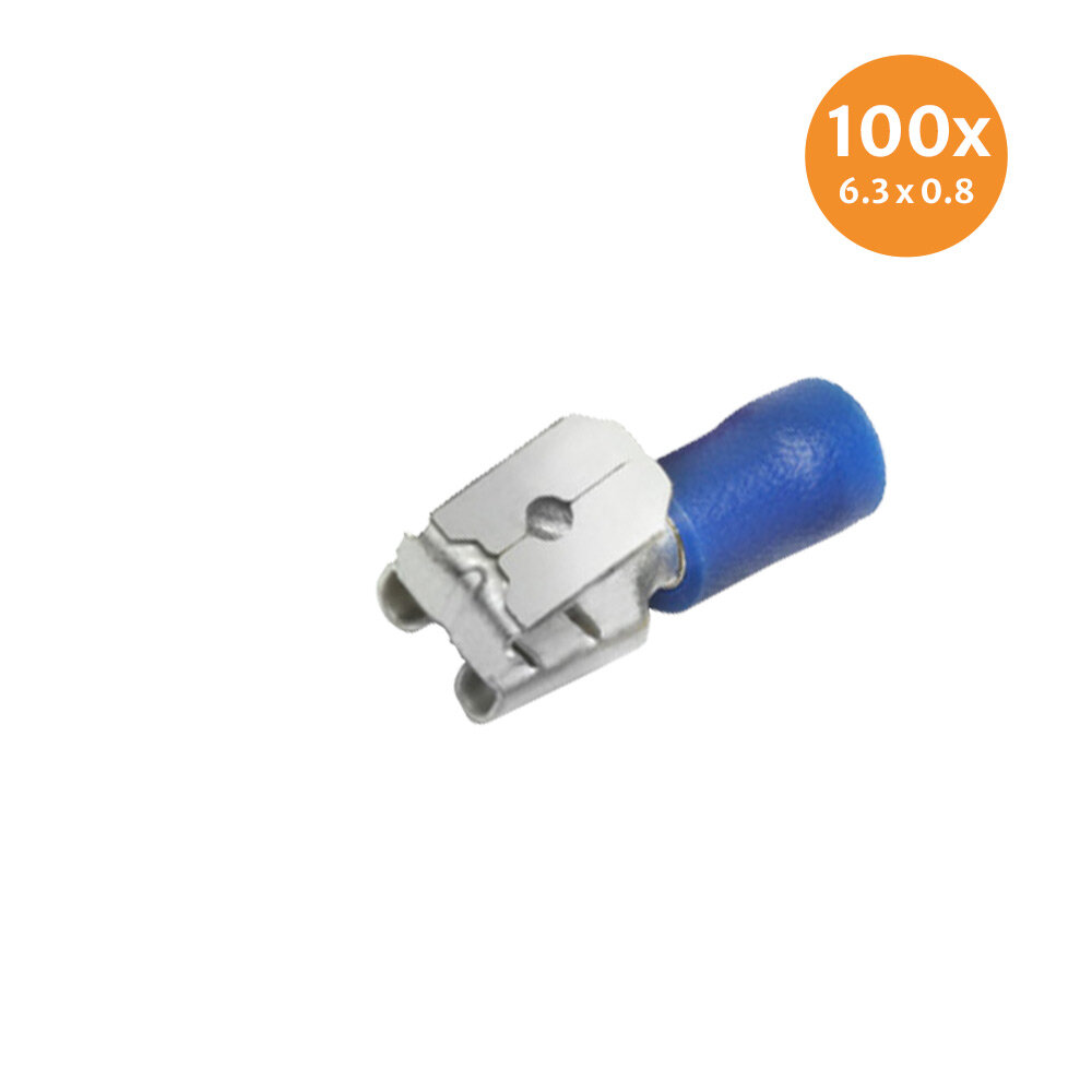 Vlakstekerhuls Met Aftakking Blauw (6,3x0,8mm) 100 Stuks Vlakstekerhuls Met Aftakking Blauw (6,3x0,8mm) 100 Stuks