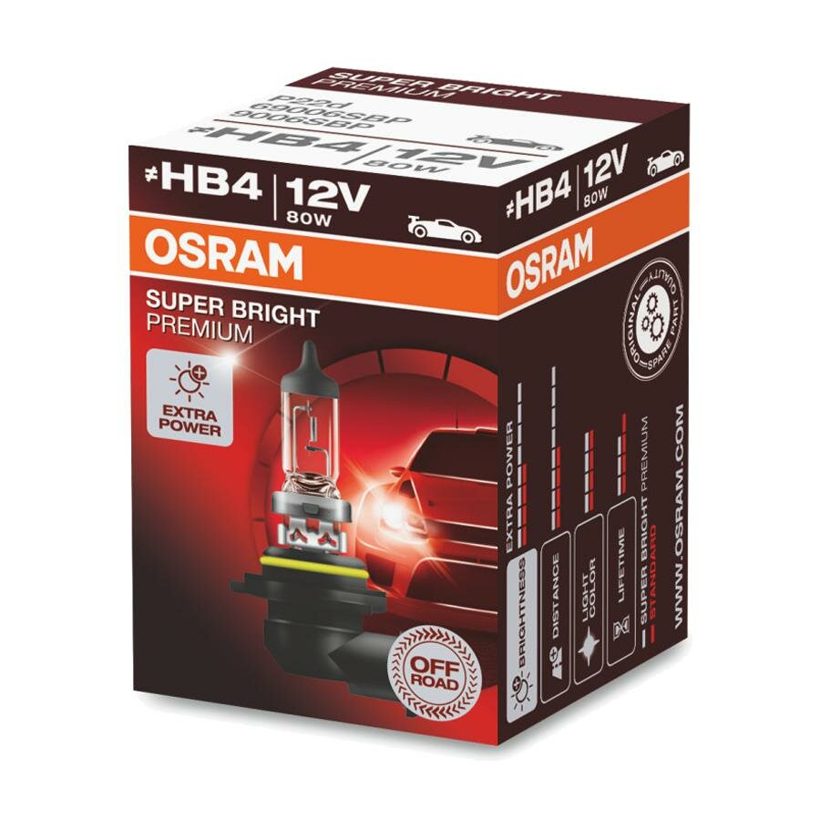 Osram HB4 Halogeenlamp 12V 80W Super Bright Premium P22d Osram HB4 Halogeenlamp 12V 80W Super Bright Premium P22d