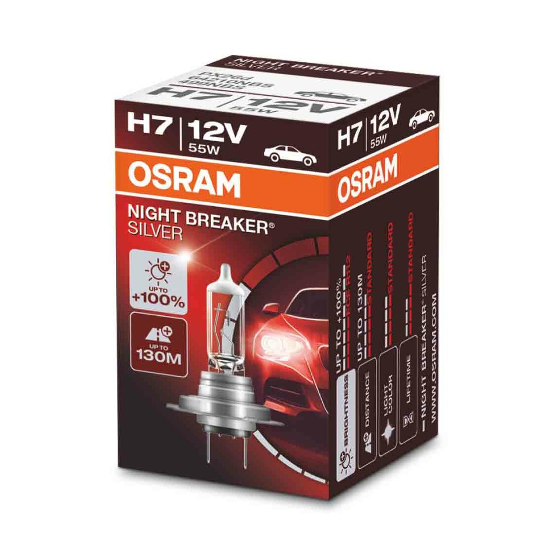 Osram H7 Halogeenlamp 12V 55W PX26d Night Breaker Silver