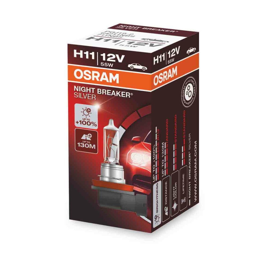 Osram H11 Halogeenlamp 12V 55W PGJ19-2 Night Breaker Silver Osram H11 Halogeenlamp 12V 55W PGJ19-2 Night Breaker Silver