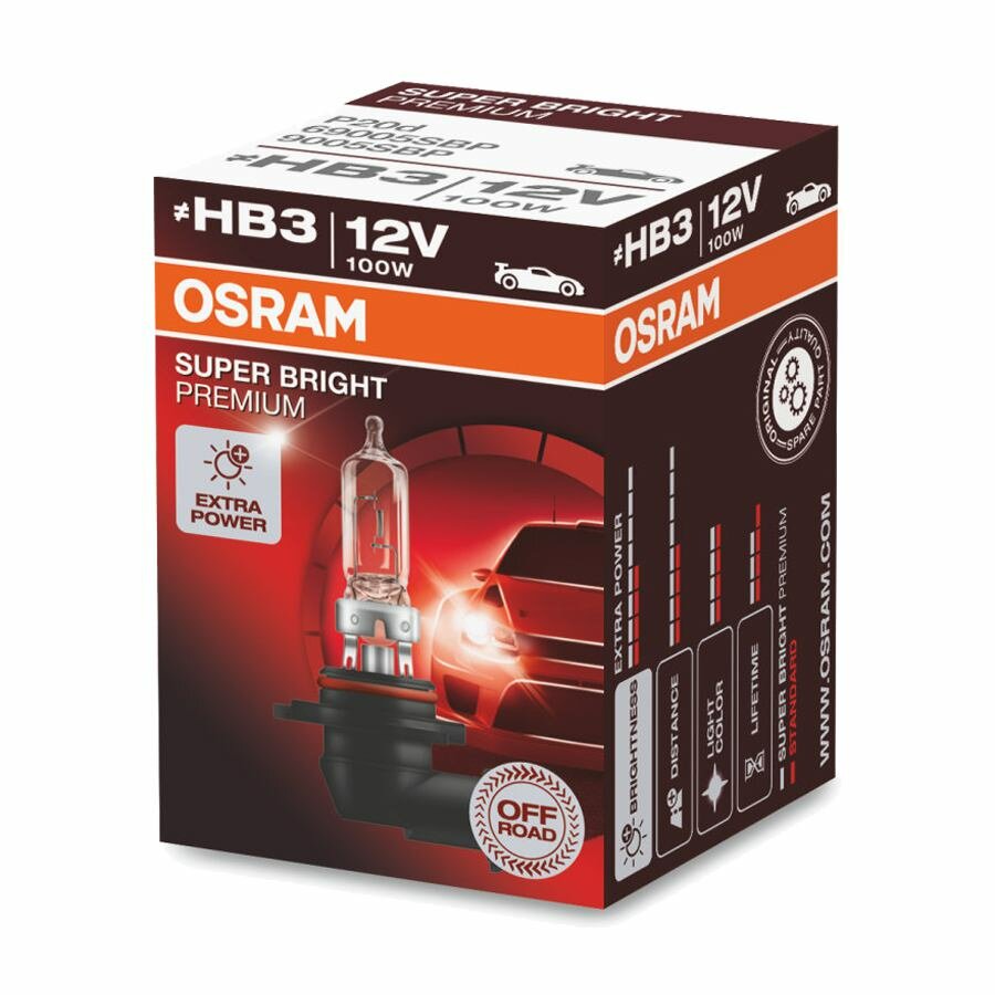 Osram HB3 Halogeenlamp 12V 100W Super Bright Premium P20d Osram HB3 Halogeenlamp 12V 100W Super Bright Premium P20d