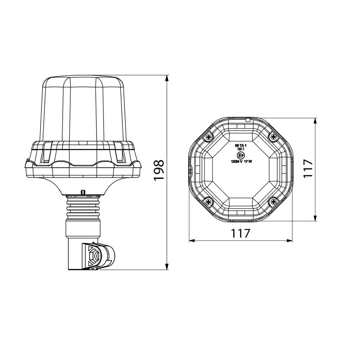 Horpol LED Flitslamp DIN-Steun Oranje LDO-2276