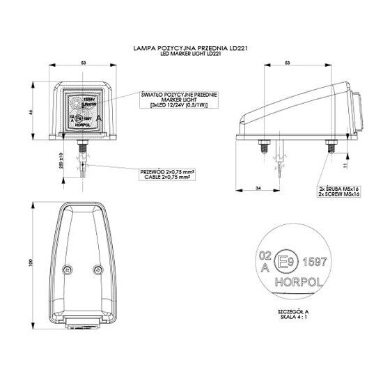 Horpol LED Toplamp Wit Vierkant LD-221