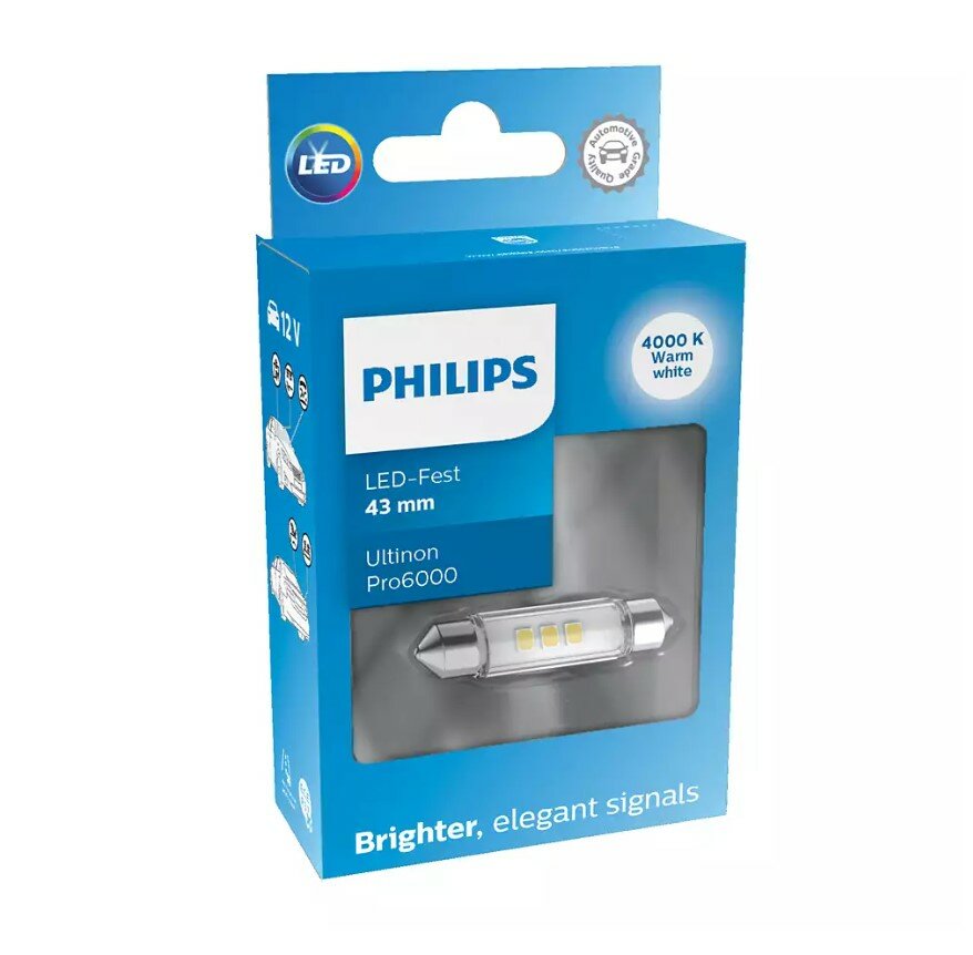 Philips SV8.5 Festoon 43mm Neutraal Wit 4000K 12V Philips SV8.5 Festoon 43mm Neutraal Wit 4000K 12V