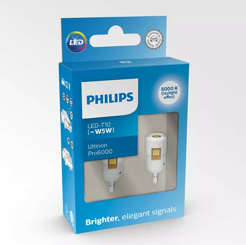 Philips W5W LED Retrofit Koudwit 6000K 12V 2 Stuks Philips W5W LED Retrofit Koudwit 6000K 12V 2 Stuks