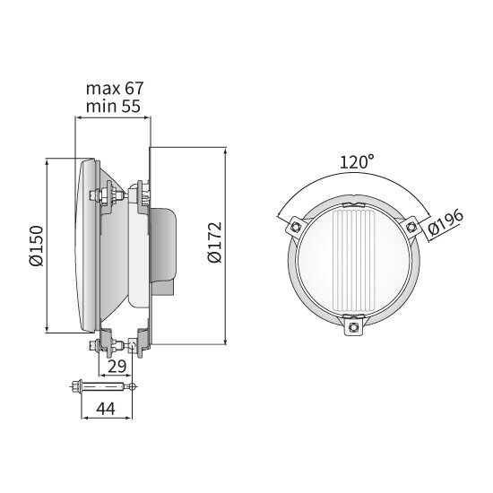 Rally Lamp Mistlamp &Oslash;150mm + Xenon Lamp
