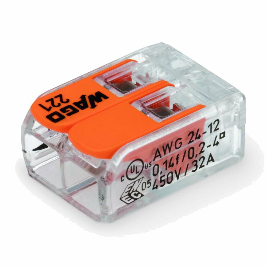 Wago 221-412 Verbindingsklem 2-Voudig 100 stuks Wago 221-412 Verbindingsklem 2-Voudig 100 stuks