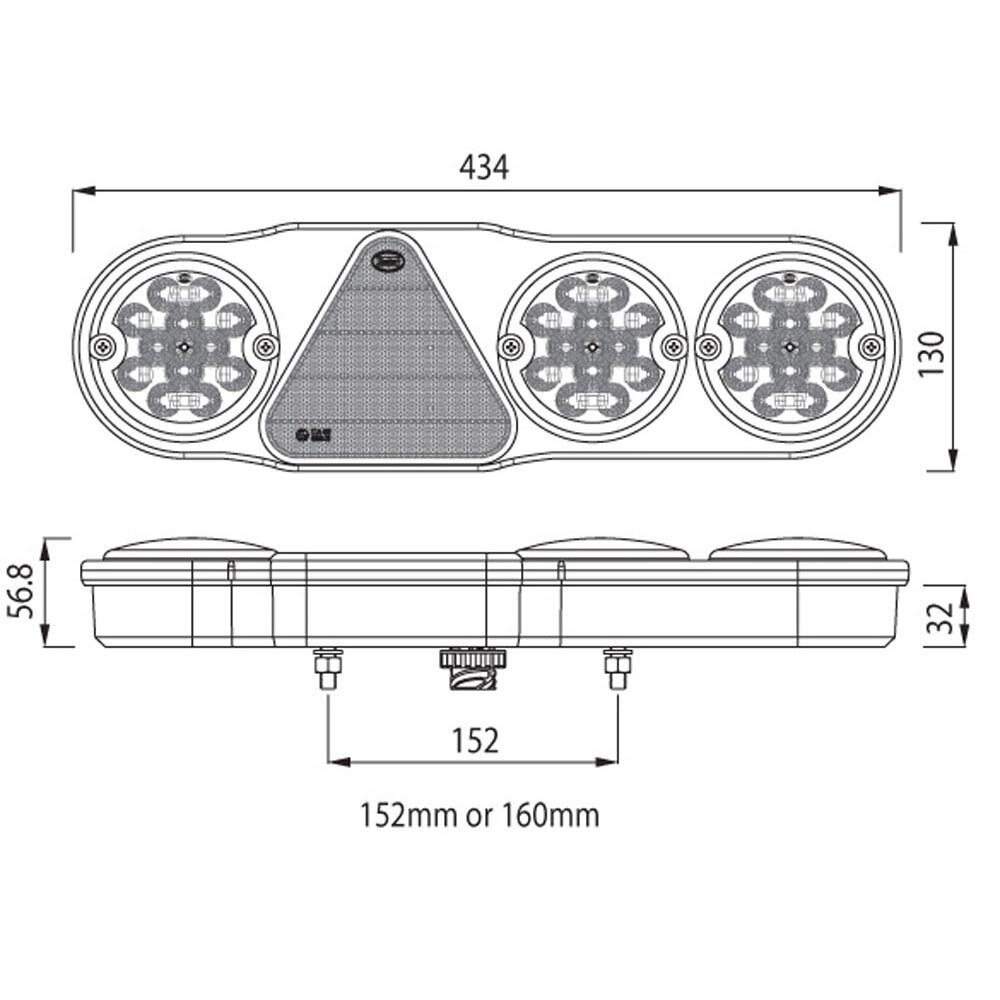 Led Achterlicht 4 Functies + Achteruitrijlicht en Mistlamp Links
