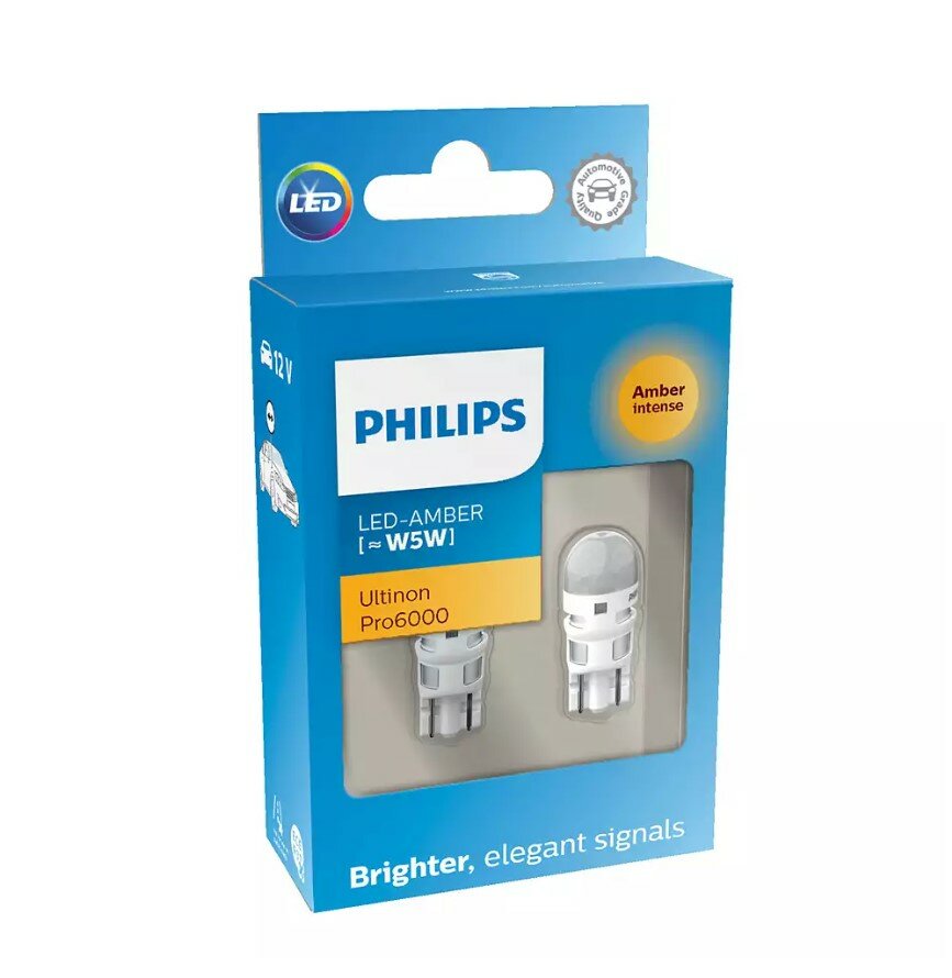 Philips W5W LED Retrofit Oranje 12V 2 Stuks Philips W5W LED Retrofit Oranje 12V 2 Stuks