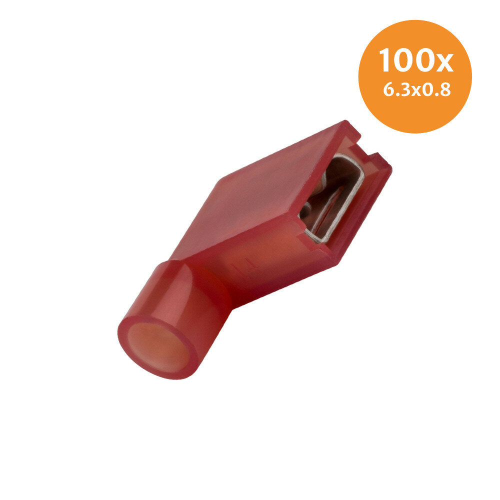 Vlakstekerhuls Geïsoleerd Haaks Rood 100 Stuks Vlakstekerhuls Geïsoleerd Haaks Rood 100 Stuks