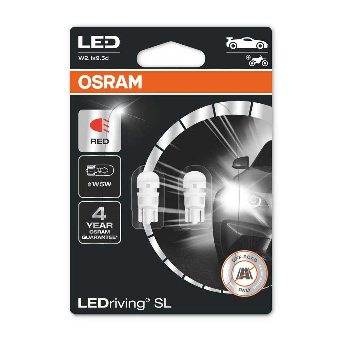 Osram W5W W2.1x9.5d LED Retrofit Rood Set 12 volt Osram W5W W2.1x9.5d LED Retrofit Rood Set 12 volt
