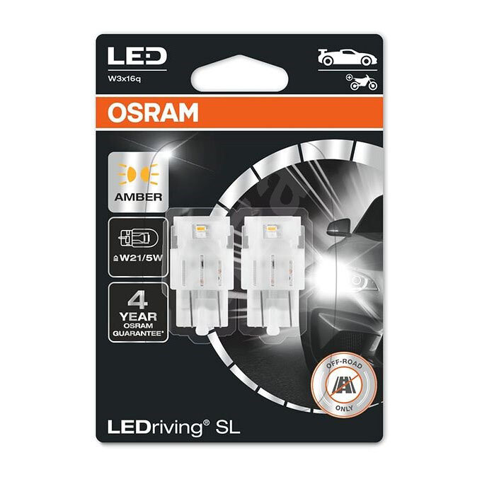 Osram W21/5W LED Retrofit Oranje 12V W3x16q 2 Stuks Osram W21/5W LED Retrofit Oranje 12V W3x16q 2 Stuks