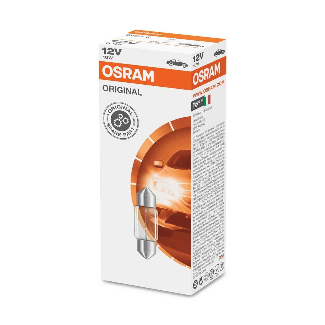 Osram Gloeilamp 12V 10W SV8.5-8 Original Line 10 Stuks Osram Gloeilamp 12V 10W SV8.5-8 Original Line 10 Stuks