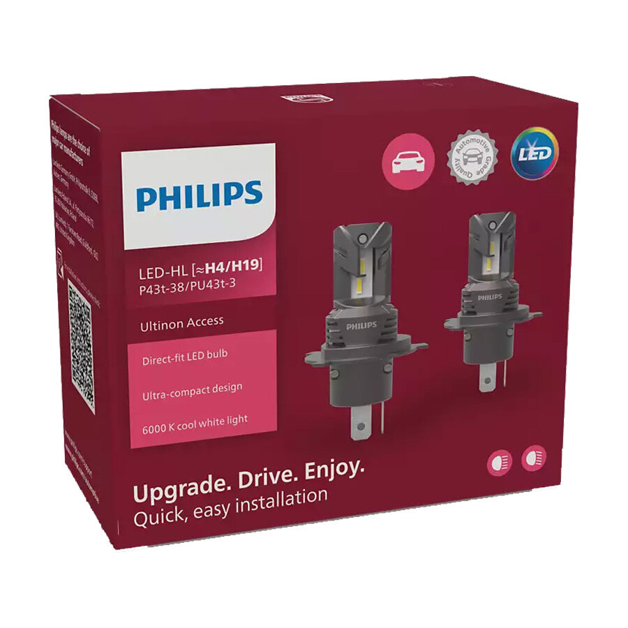 Philips H4/H19 Access LED Koplamp Set 20W P43t/PU43t-3-1 12V Philips H4/H19 Access LED Koplamp Set 20W P43t/PU43t-3-1 12V