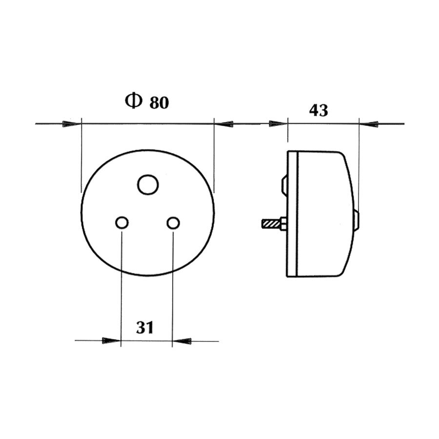 Dasteri Achterlicht 3-Functies Rond | 8080/21