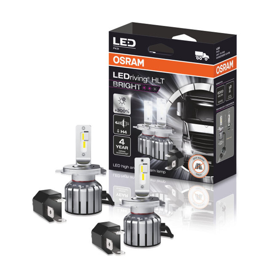 Osram H4 HLT Bright LED Koplamp P43t Set 24 Volt 2 Stuks Osram H4 HLT Bright LED Koplamp P43t Set 24 Volt 2 Stuks