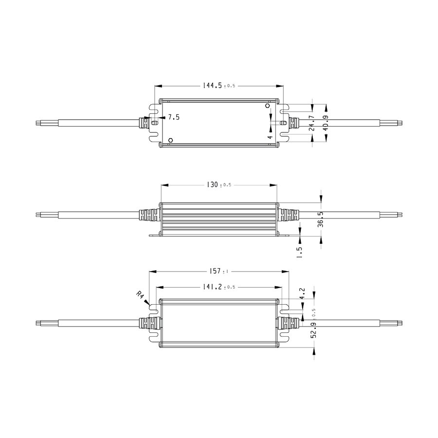 Waterdichte 24 Volt DC 50W LED Voeding