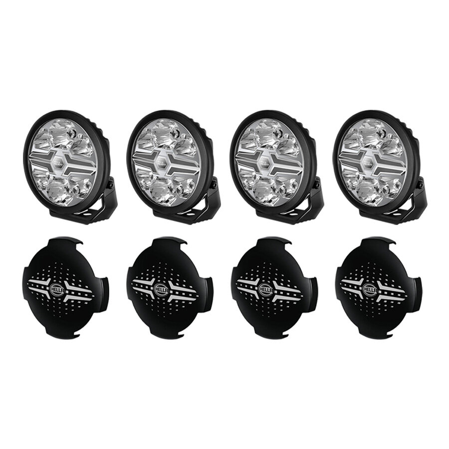 SET 4x Hella LED Verstraler Blade 7&quot; Zwart + Beschermkappen