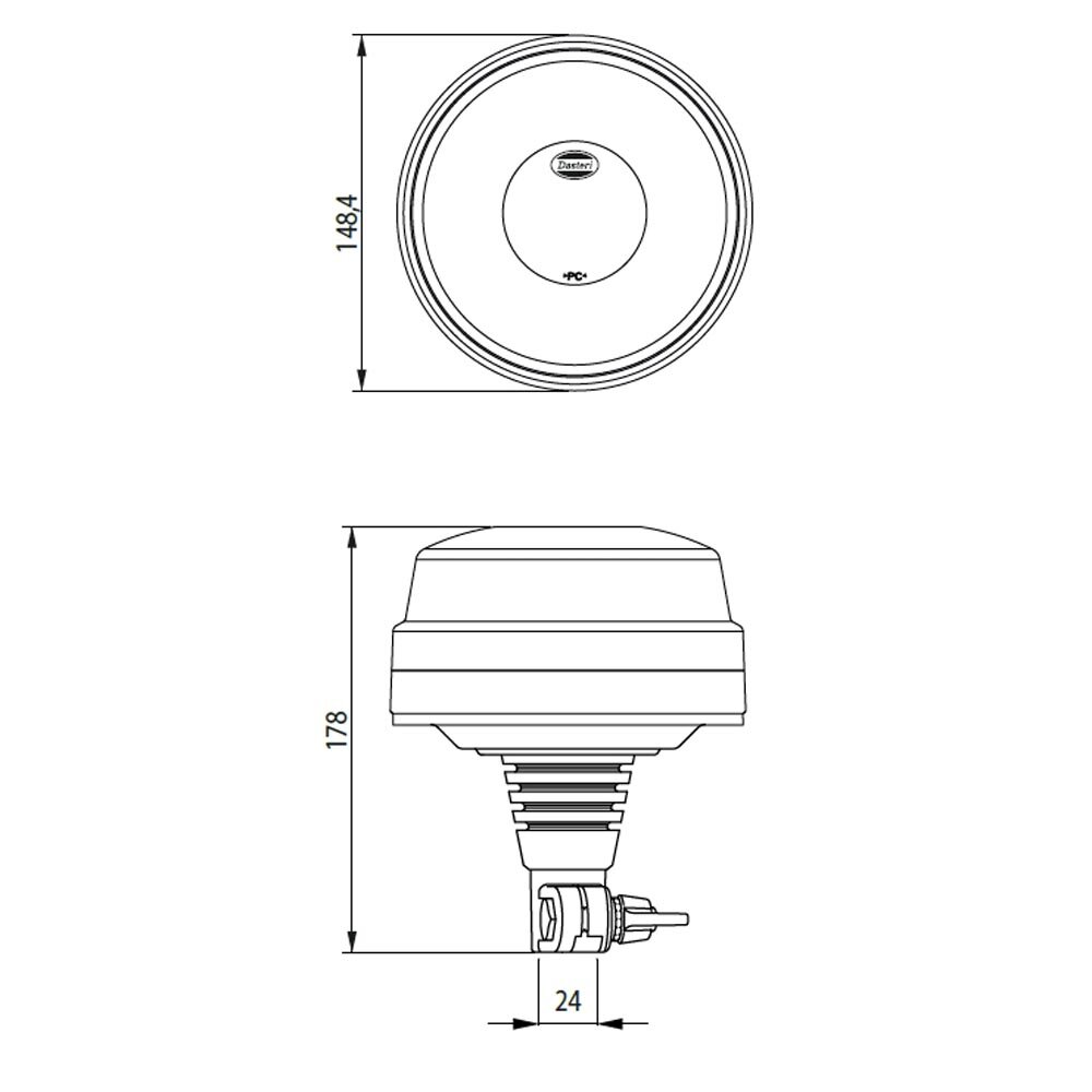 LED Oranje Zwaailicht Op Zwaailamp Steun Dasteri