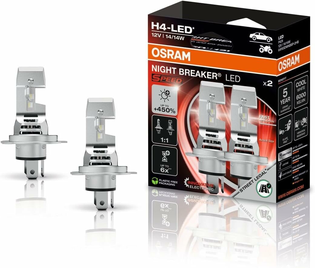 Osram Night Breaker LED H4 Speed 450 Street Legal Set | +450%