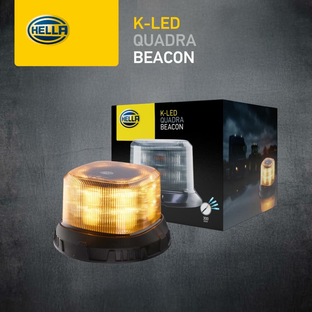 HELLA K-LED QUADRA LED Zwaailamp Oranje | Smoke
