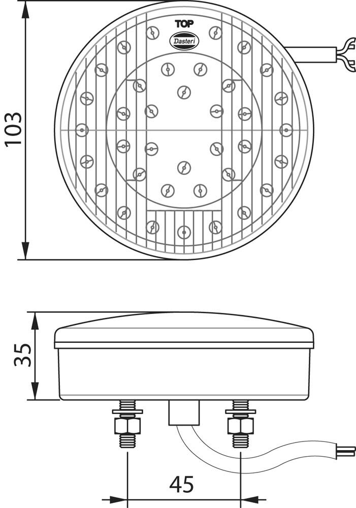 Led Achterlicht 3 Functies 12V Rond &Oslash;103mm