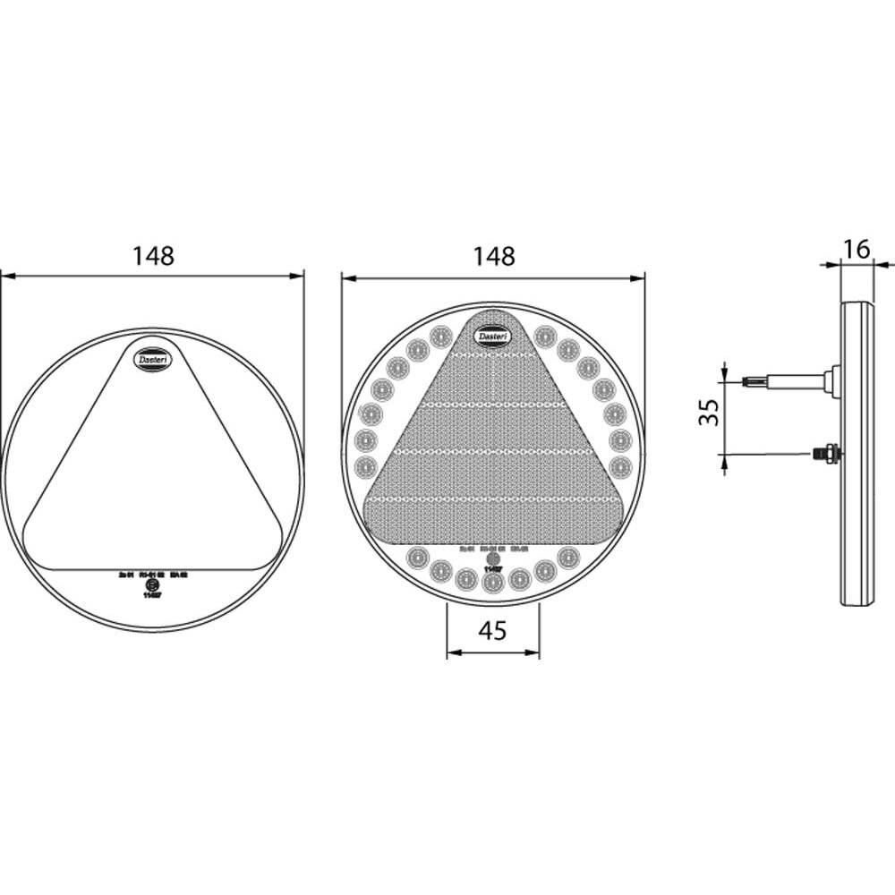 Led Achterlicht Plat Rond &Oslash;148mm