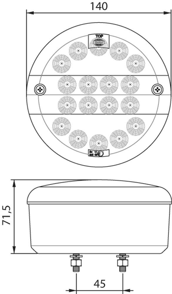 Led Hamburger Achterlicht 3 Functies | Rond &Oslash;140mm