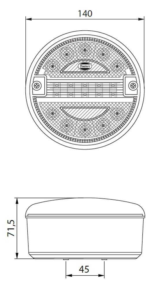 Led Achterlicht 2 Functies Rond &Oslash;140mm
