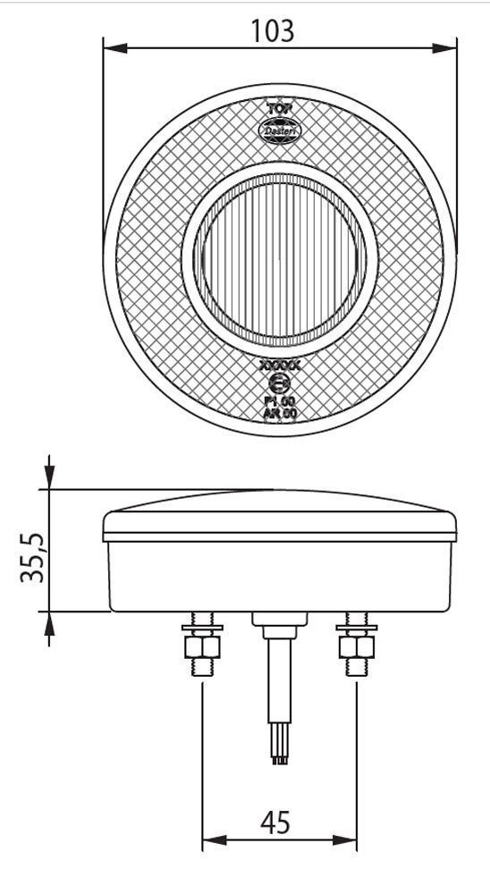Led Achterlicht 2 Functies Rond &Oslash;103mm
