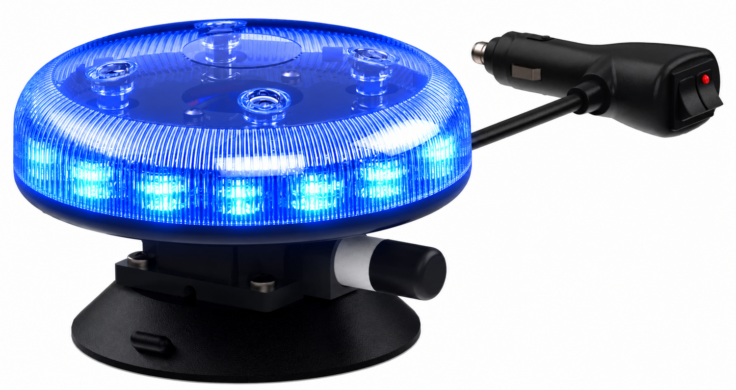 Redtronic Tornado B47 LED zwaailamp blauw | Heldere lens met zuignap en stekker