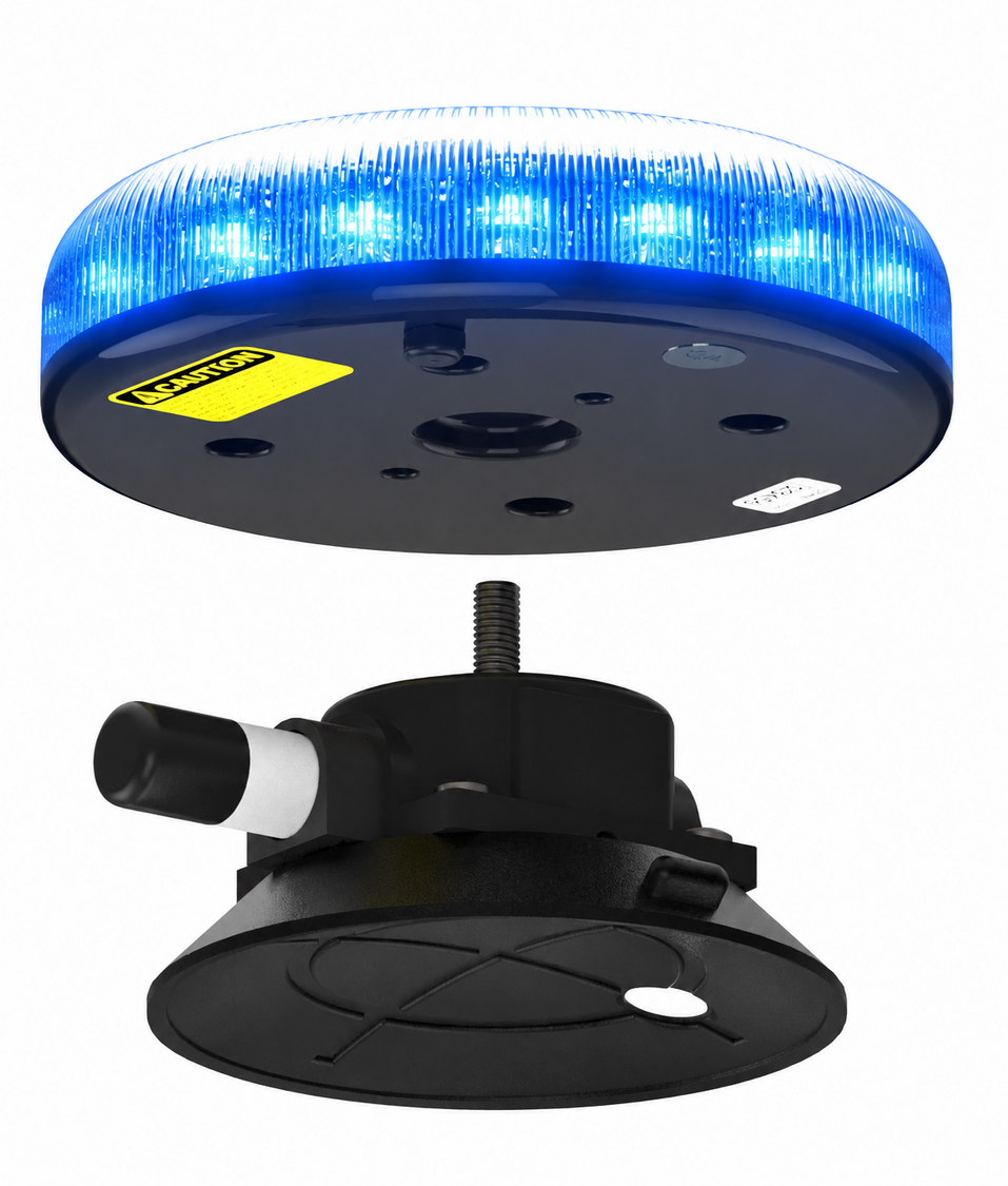 Redtronic Tornado B47 LED zwaailamp blauw | Heldere lens met zuignap en stekker