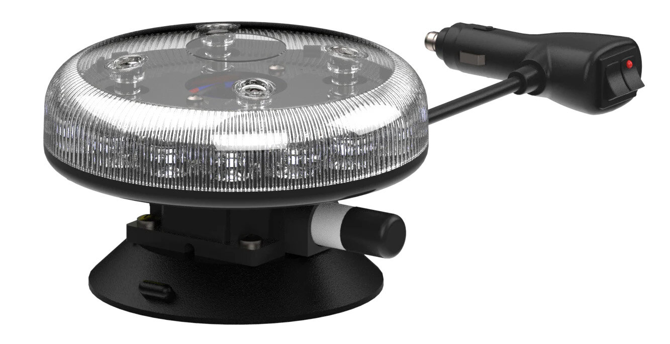 Redtronic Tornado B47 LED zwaailamp amber | Heldere lens met zuignap en stekker
