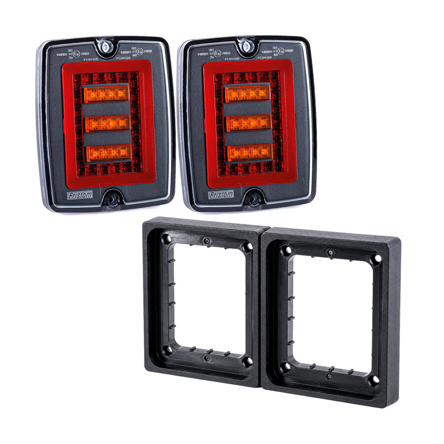 Fristom LED Set Bloklamp Achterlichten Dark Look | 3 functies 12-30V