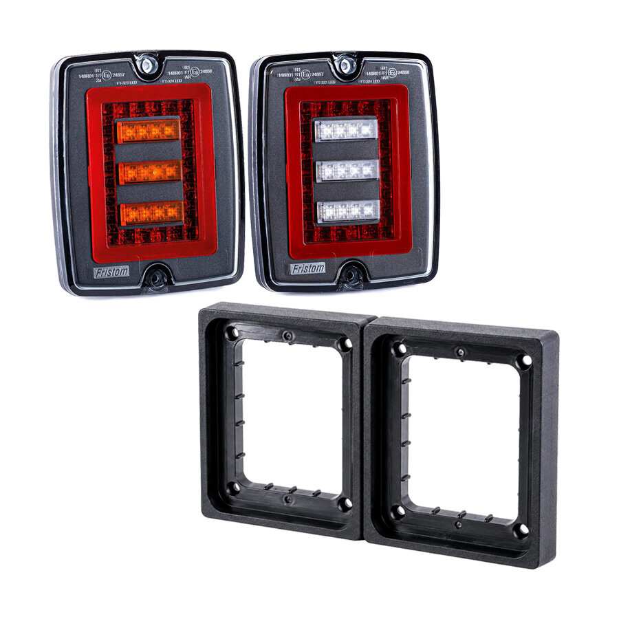 Fristom LED Set Bloklamp Achterlichten Dark Look | 5 functies 12/24V