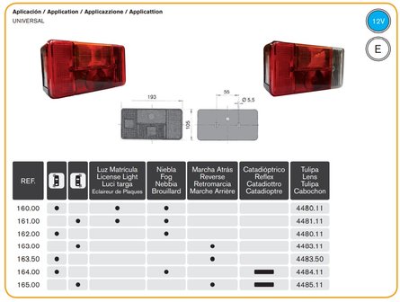 Achterlicht UNIVERSEEL RECHTS