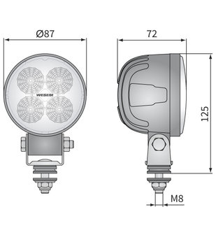 LED Werklamp Verstraler 2000LM + Kabel afmetingen