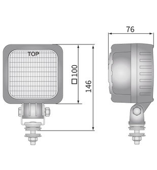 LED Werklamp Breedstraler 2500LM + AMP Superseal afmetingen