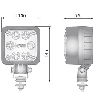 LED Werklamp Verstraler 1500LM + AMP Faston afmetingen