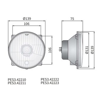 Koplamp H4 &Oslash;139x75 gatafstand 106x106