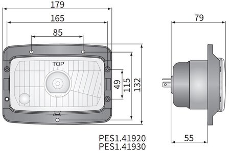 Koplamp H4 179x132x79 + Bevestigingsplaat