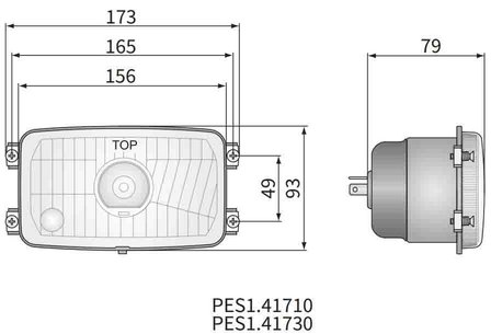 koplamp 173x93x79mm + 4-punts bevestiging