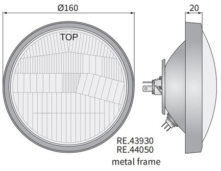 koplamp H4 Ø160x70 + Metalen Frame