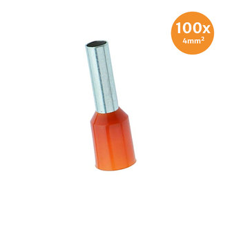 Adereindhuls Ge&iuml;soleerd 4mm&sup2; Oranje 100 stuks