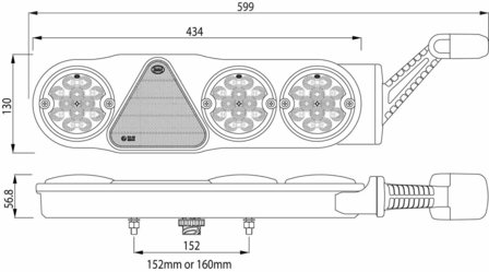 Led Achterlicht met Markeringslamp 4 Functies + Mistlamp Links